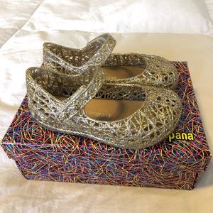 Mini Melissa Campana Mary Jane in Golden Glitter